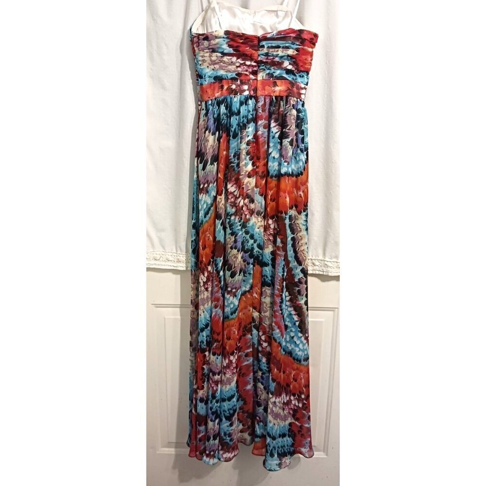 Aidan Mattox Feather Print Highlow Strapless Dress Multicolor Size 0 - Picture 7 of 10